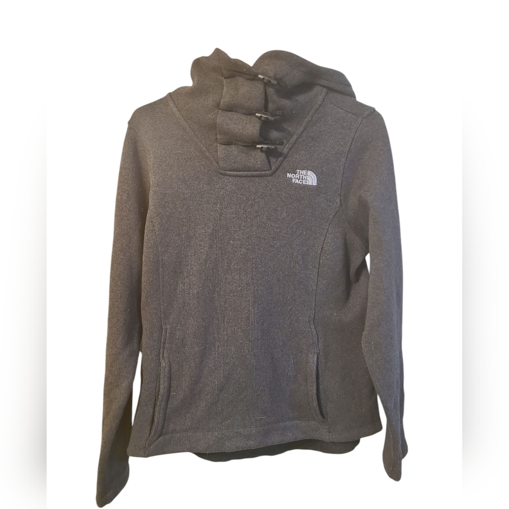 The North Face Gray Pullover Hoodie Toggle Buttons Womens Size Medium Gorpcore - Picture 2 of 6